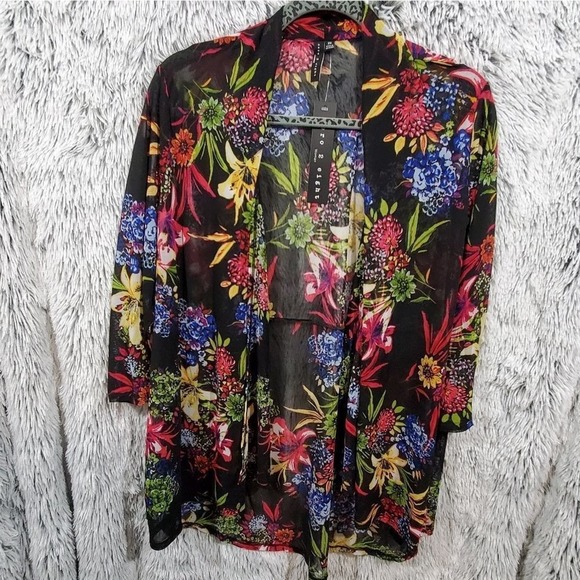 Gorgeous Tropical floral kimono‎ coverup cardigan plus - Picture 1 of 6